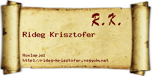 Rideg Krisztofer névjegykártya